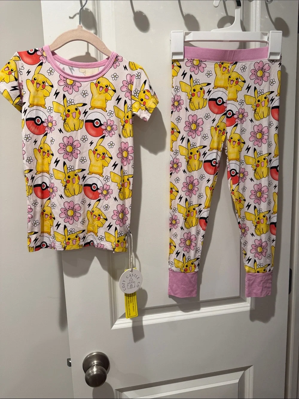Girls bamboo pokemon Pikachu Floral Short Sleeve Pajama Set - size 4T NWT
